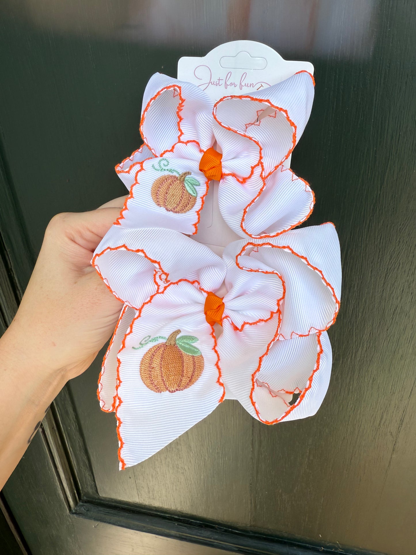 Pumpkin Patch Embroidered Hair Bows