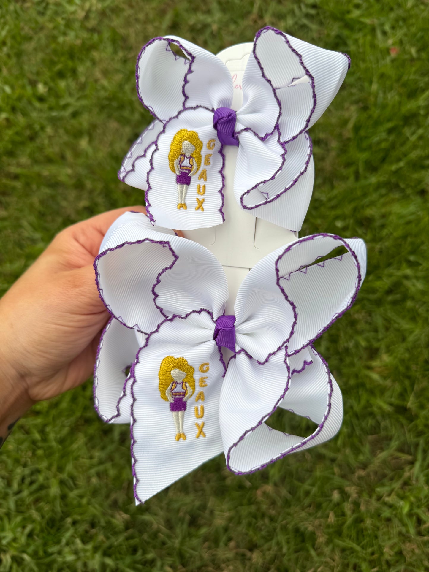 GEAUX Game Day Girl Embroidered Bow