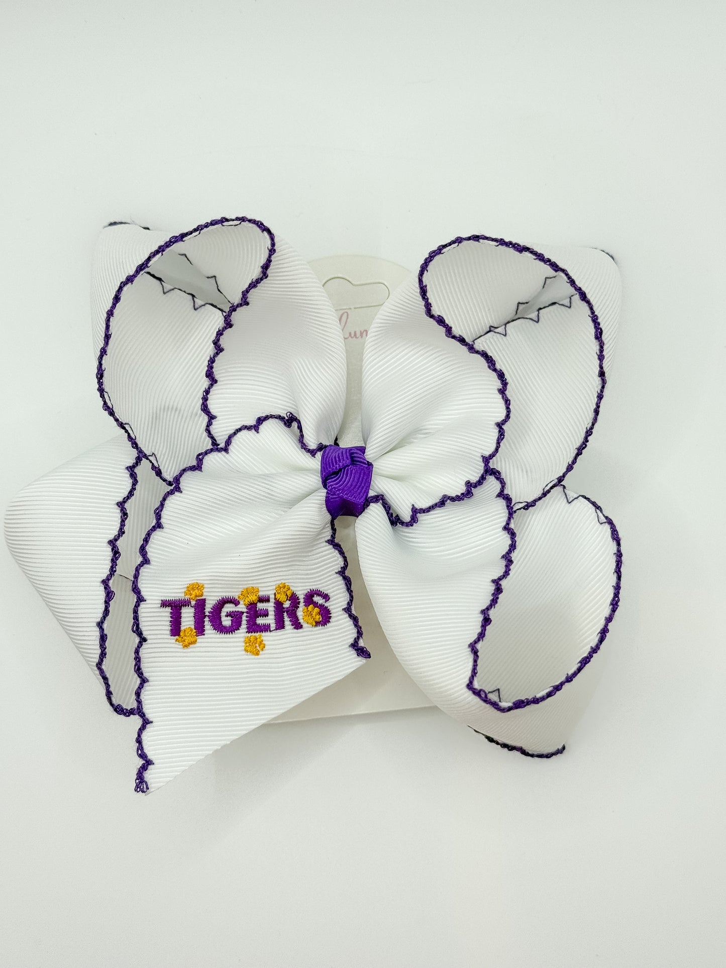 Tigers Embroidered Moonstitch Bow
