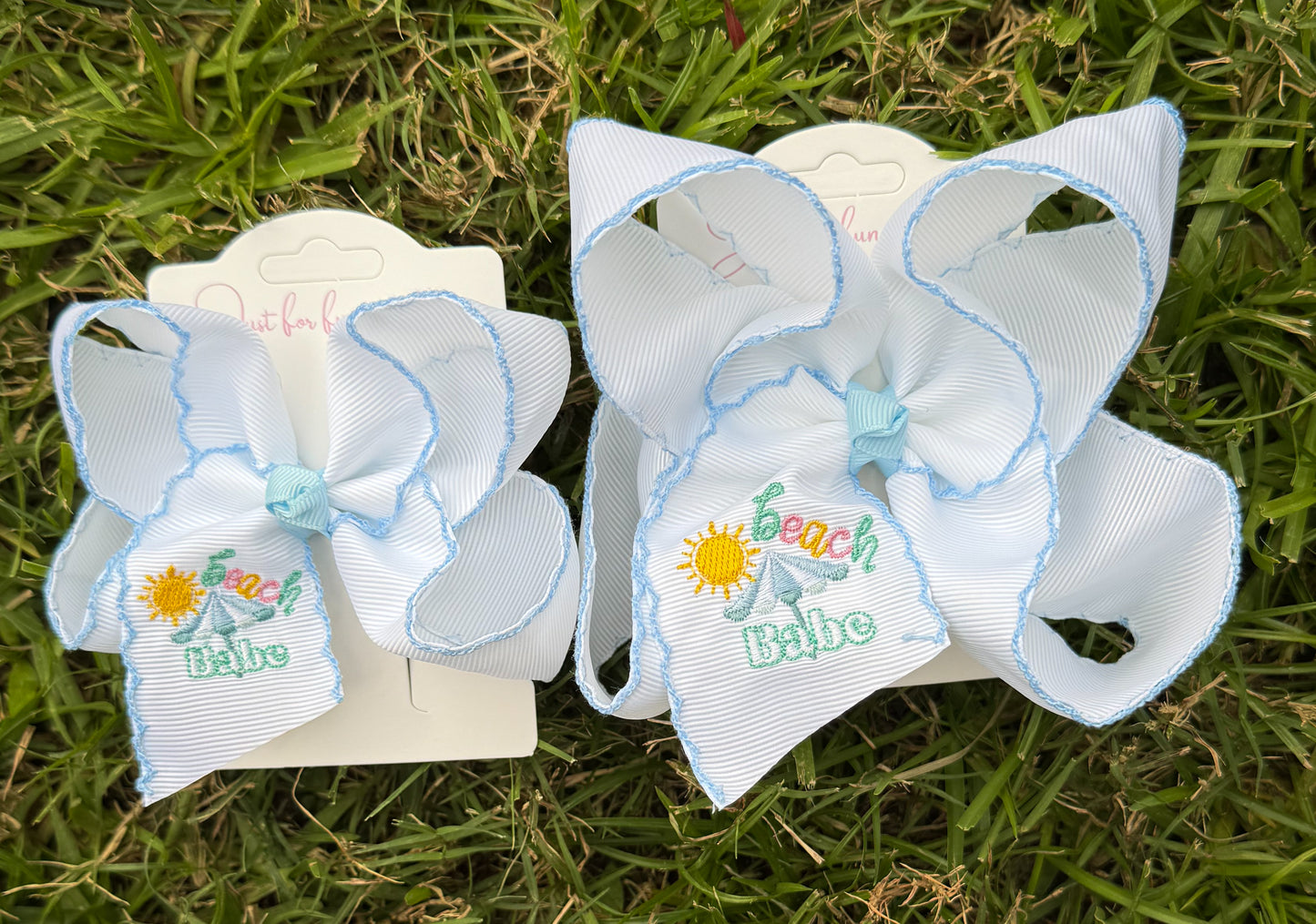Beach Babe Embroidered Hair Bow