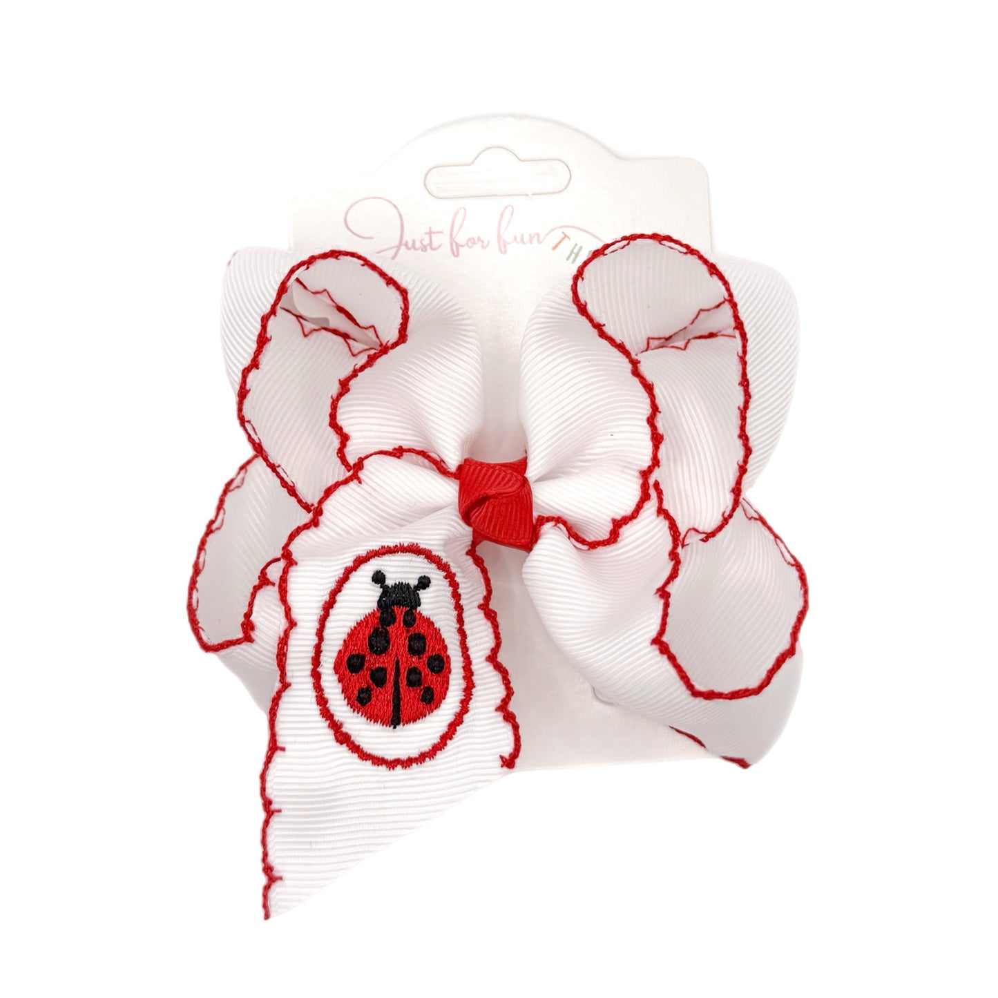 Ladybug Embroidered Hair Bow