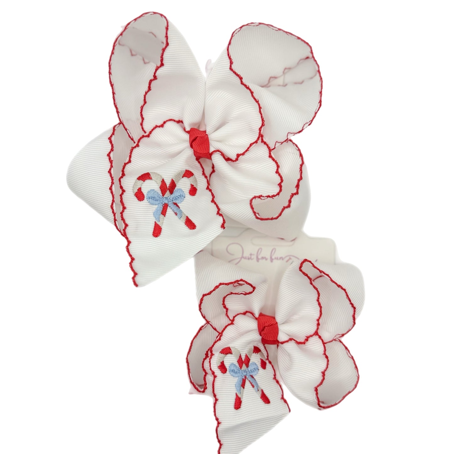 Candy cane Moonstitch Hair Bow