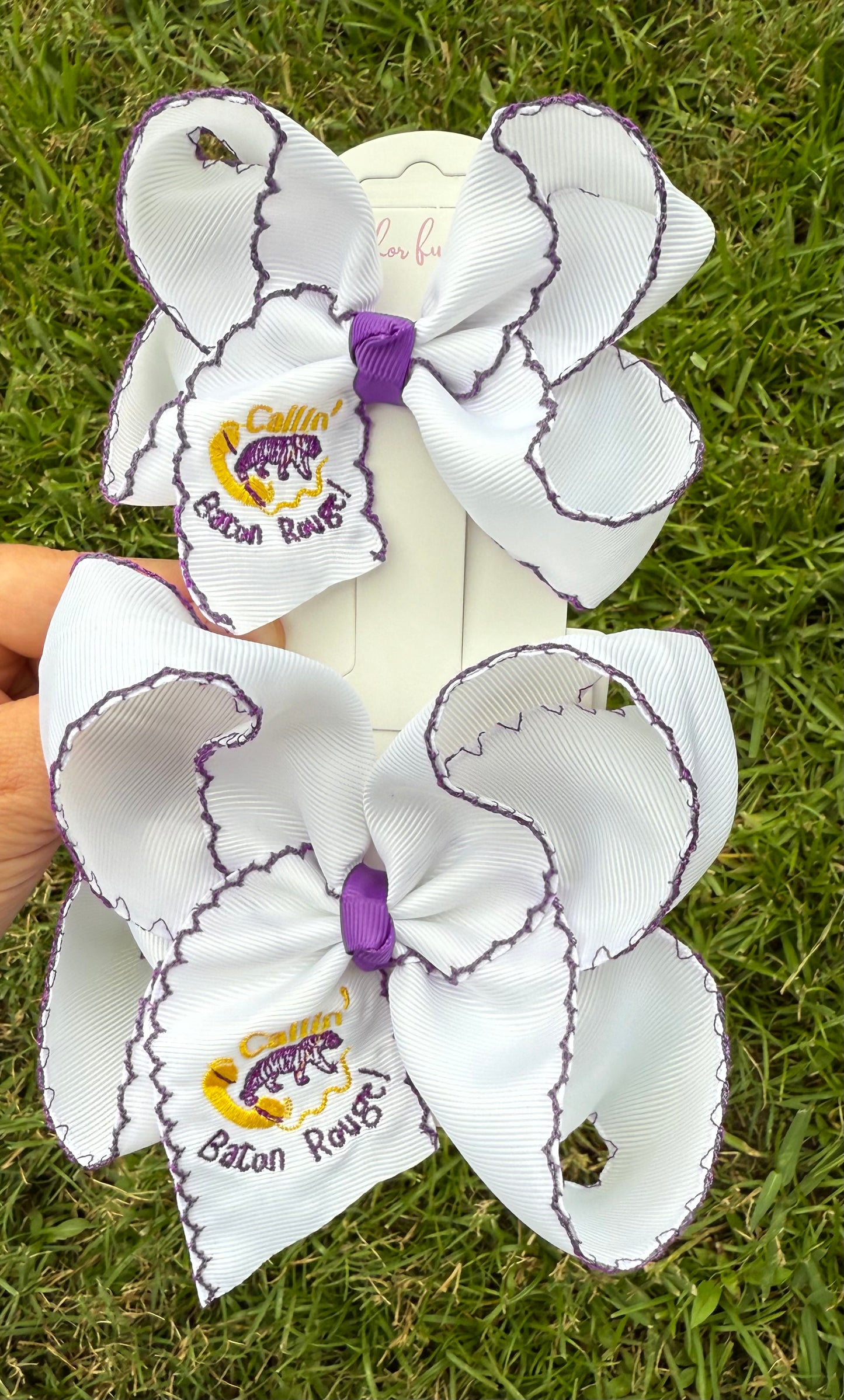 Callin’ Baton Rouge Embroidered Hair Bow