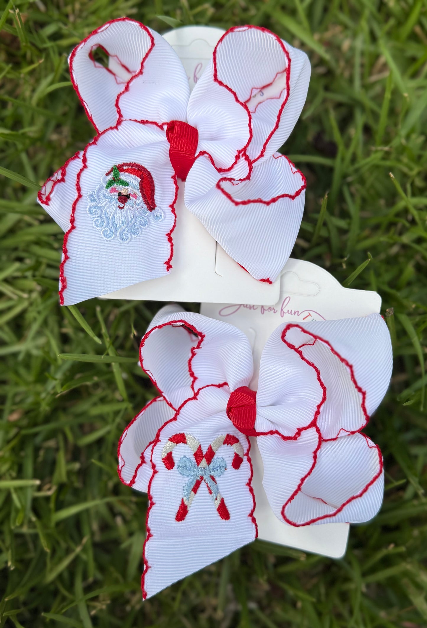 Candy cane Moonstitch Hair Bow