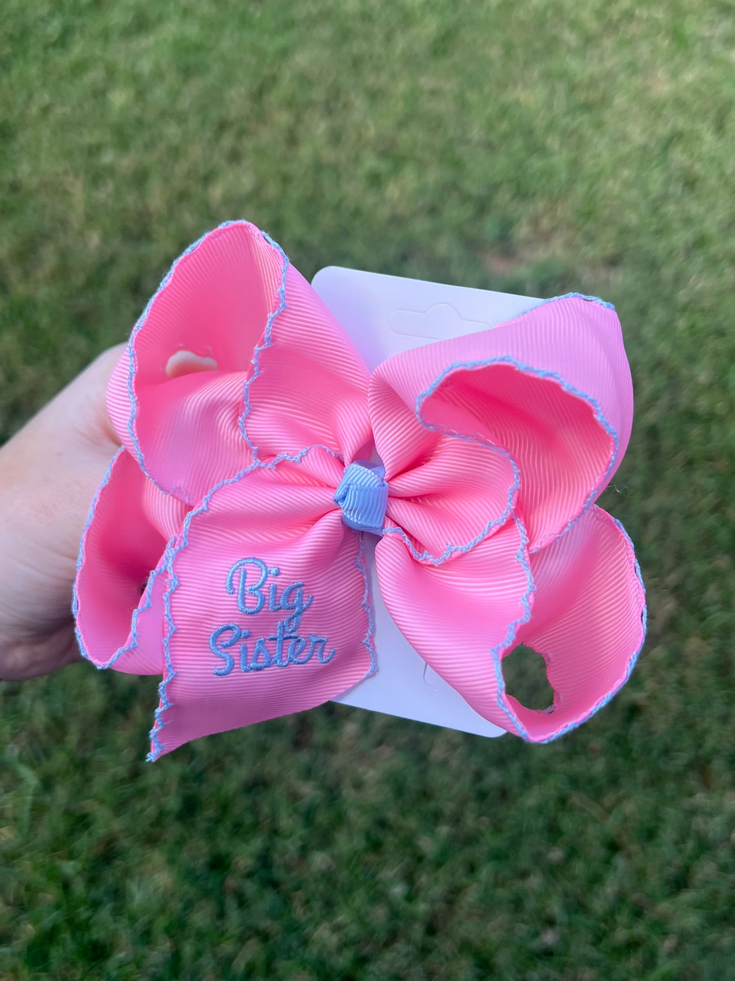 Big Sister Pink/Blue Hair Bow