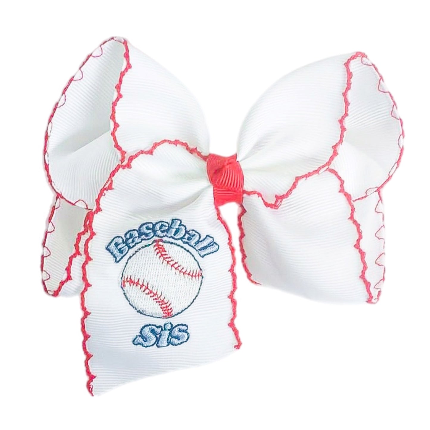 Baseball Sis Embroidered Hair Bow