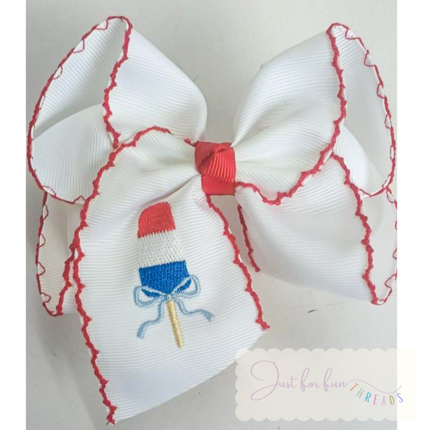 Red, White and Blue Popsicle Moonstitch Hair Bow