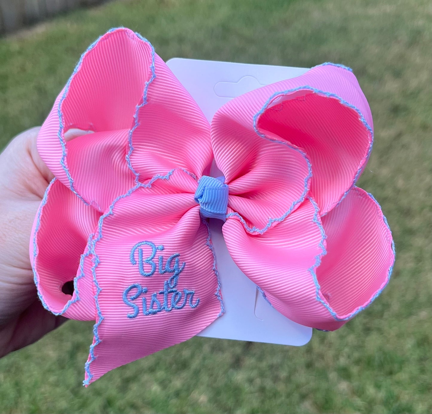 Big Sister Pink/Blue Hair Bow