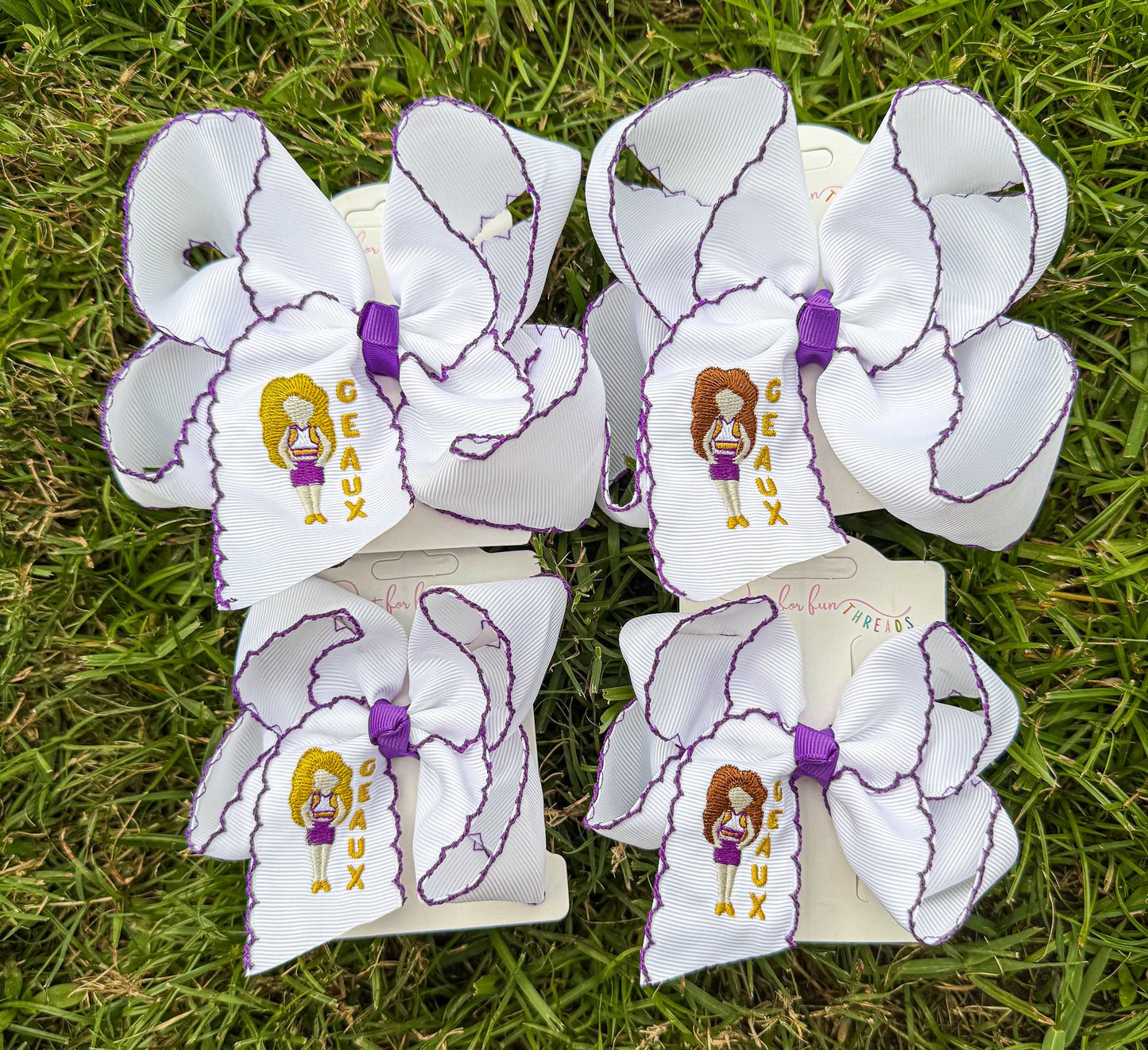 GEAUX Game Day Girl Embroidered Bow