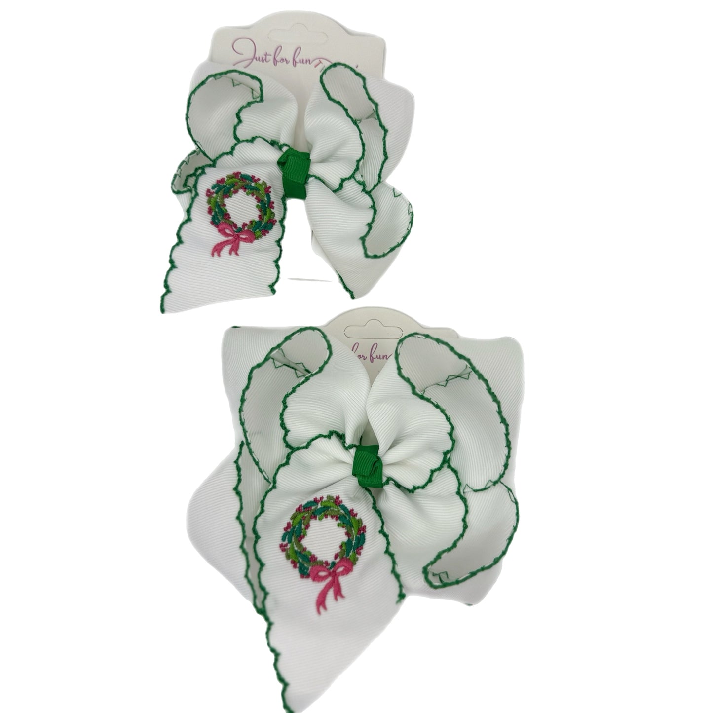 Christmas Wreath Moonstitch Hair Bow