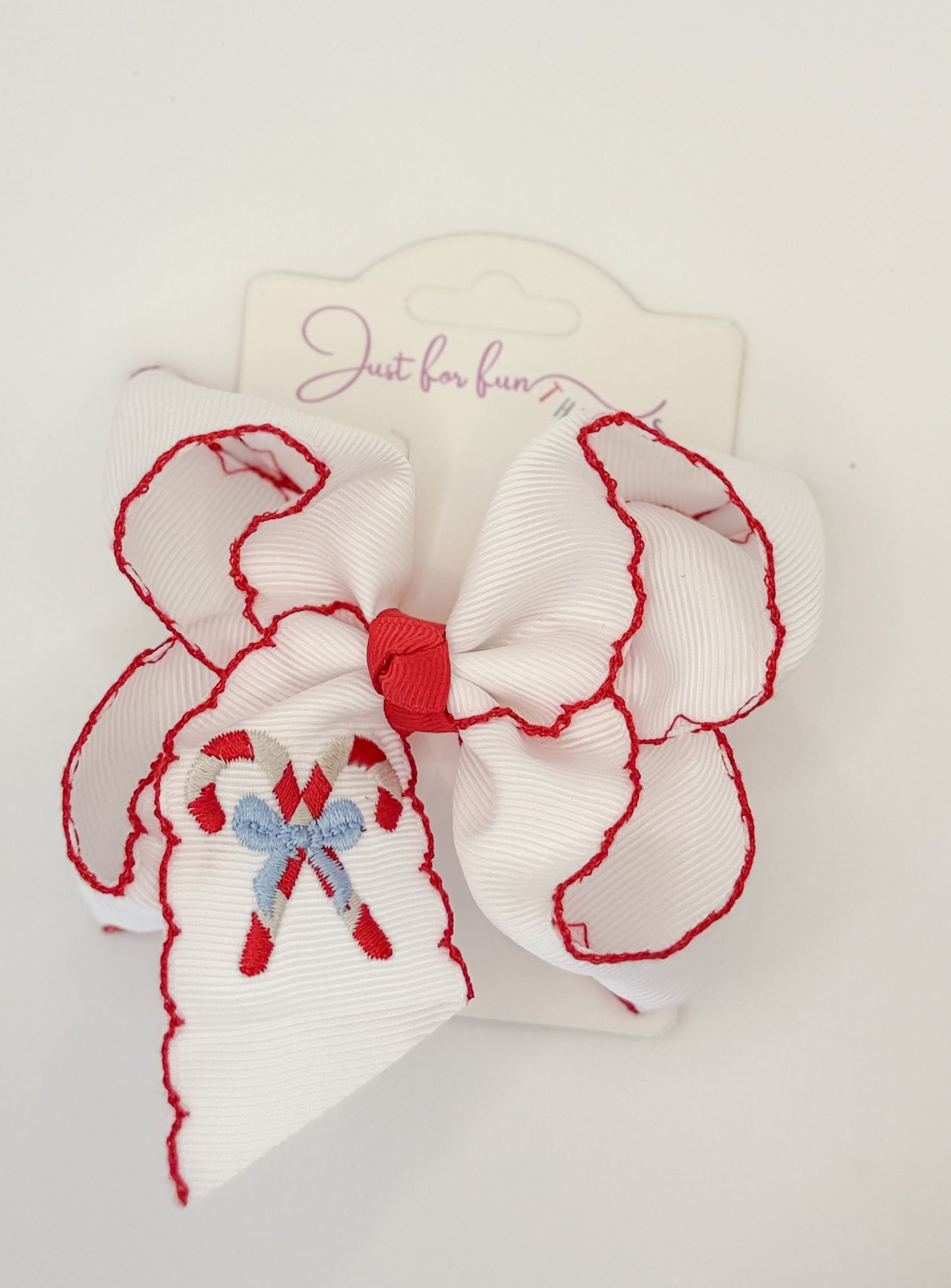 Candy cane Moonstitch Hair Bow
