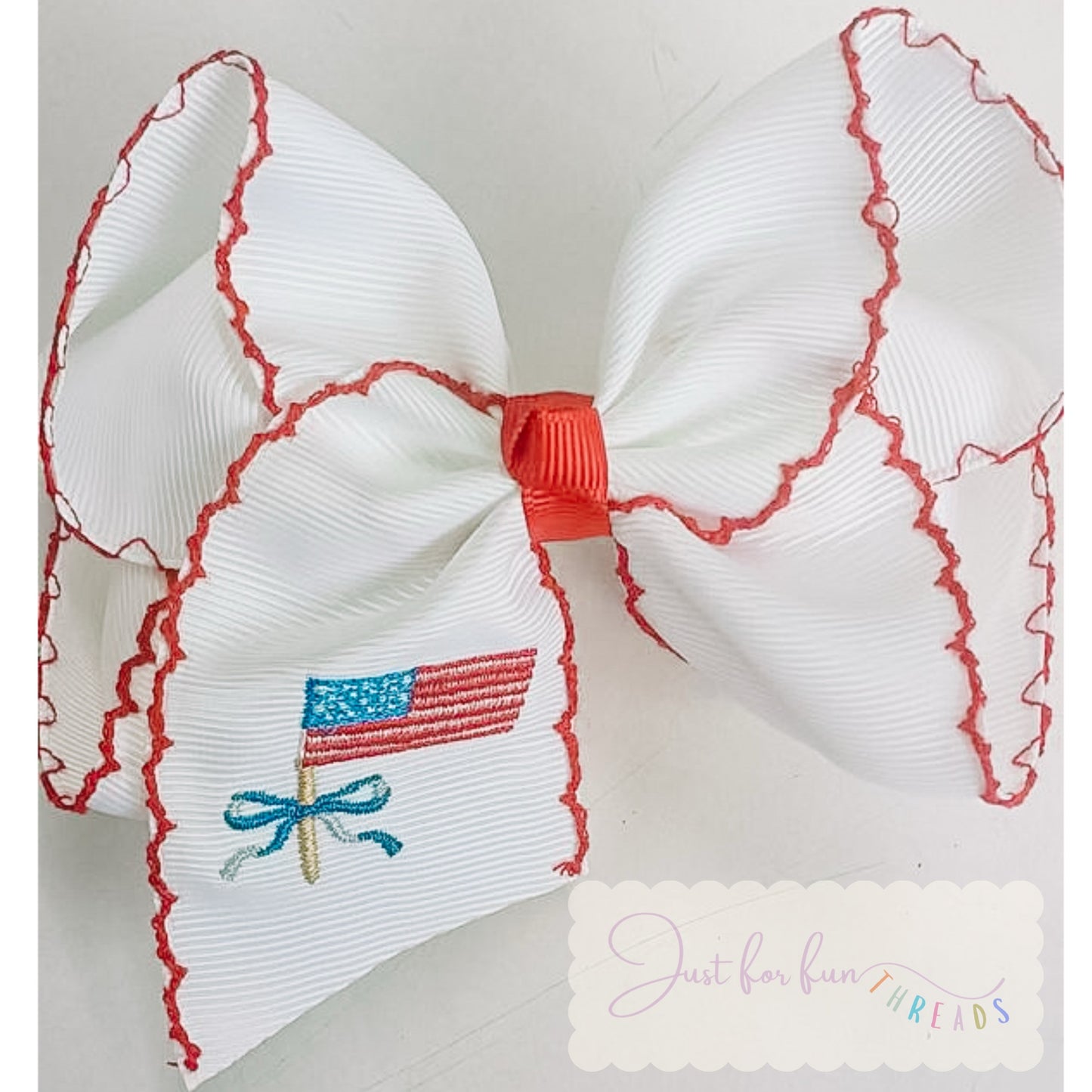American Flag Moonstitch Hair Bow