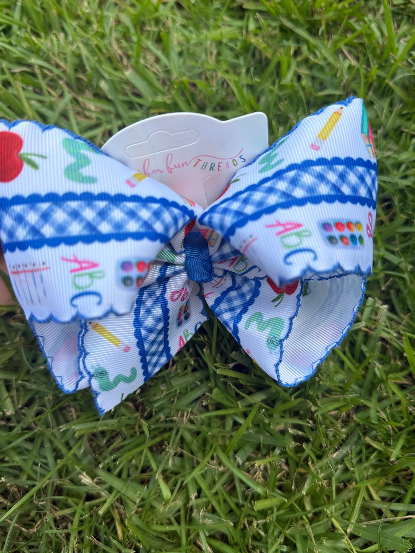 Back to School Moonstitch Hair Bow