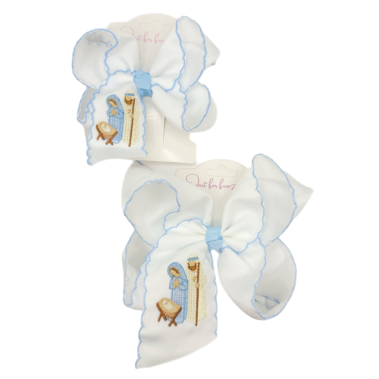Away In a Manger Embroidered Hair Bow