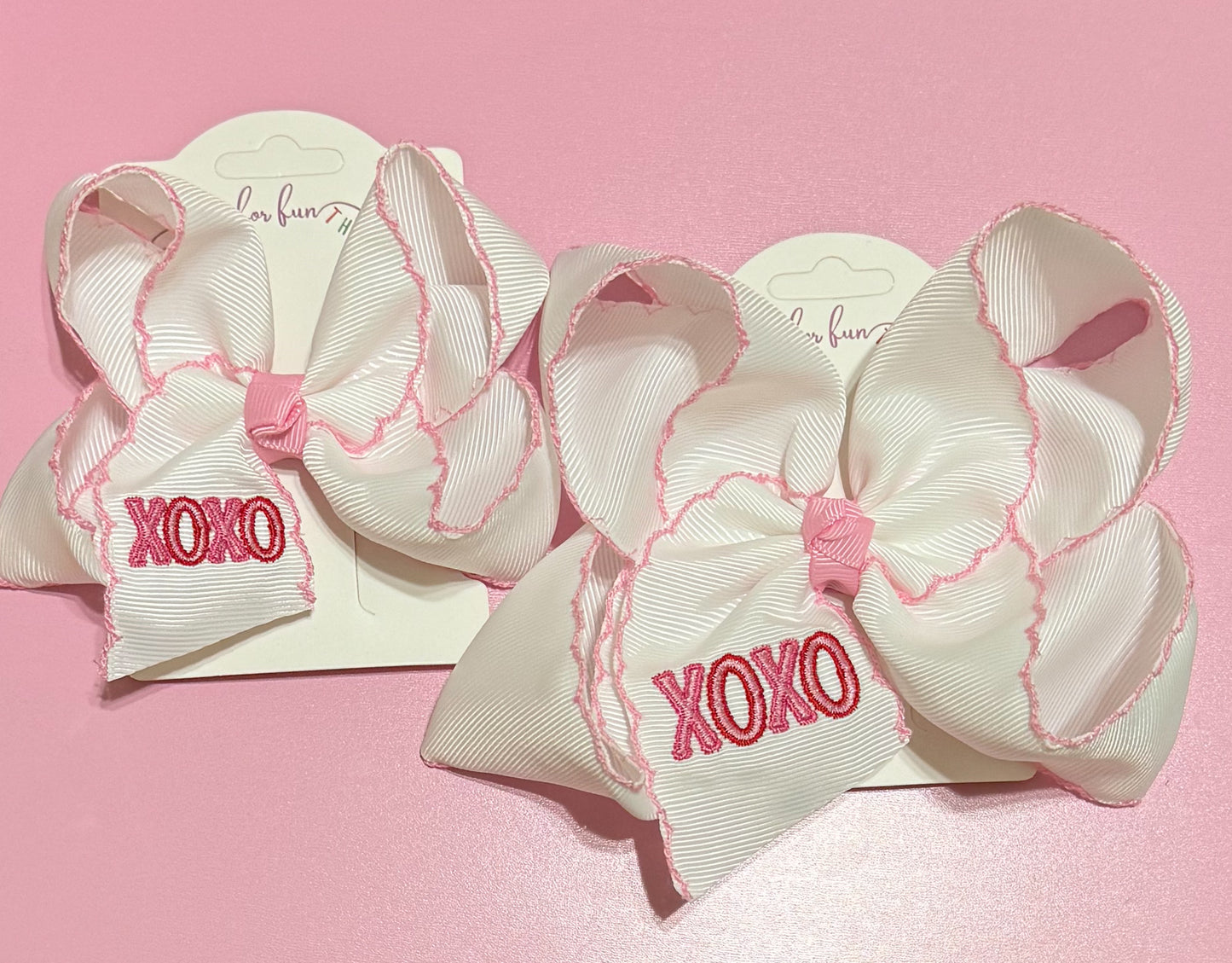 XOXO EmbroideredMoonstitch Hair Bow