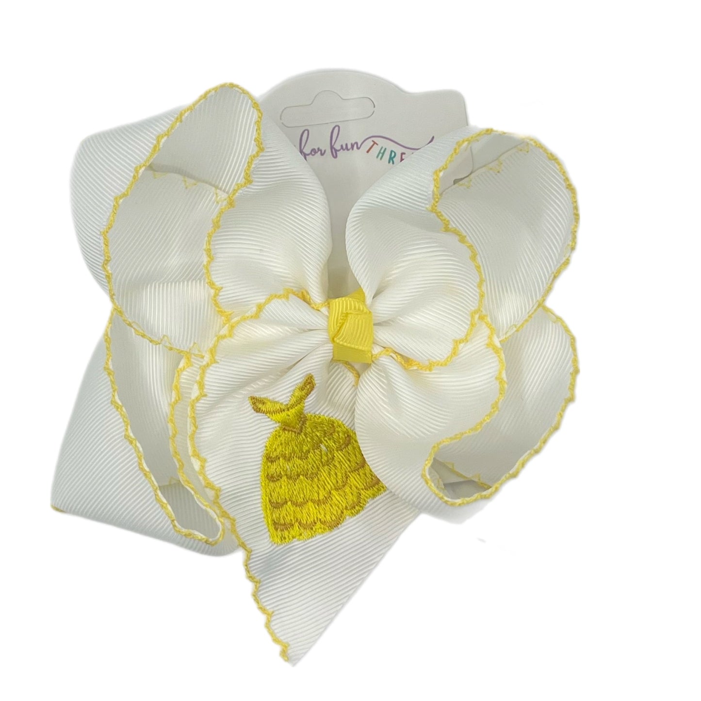 Belle Dress Embroidered Hair Bow
