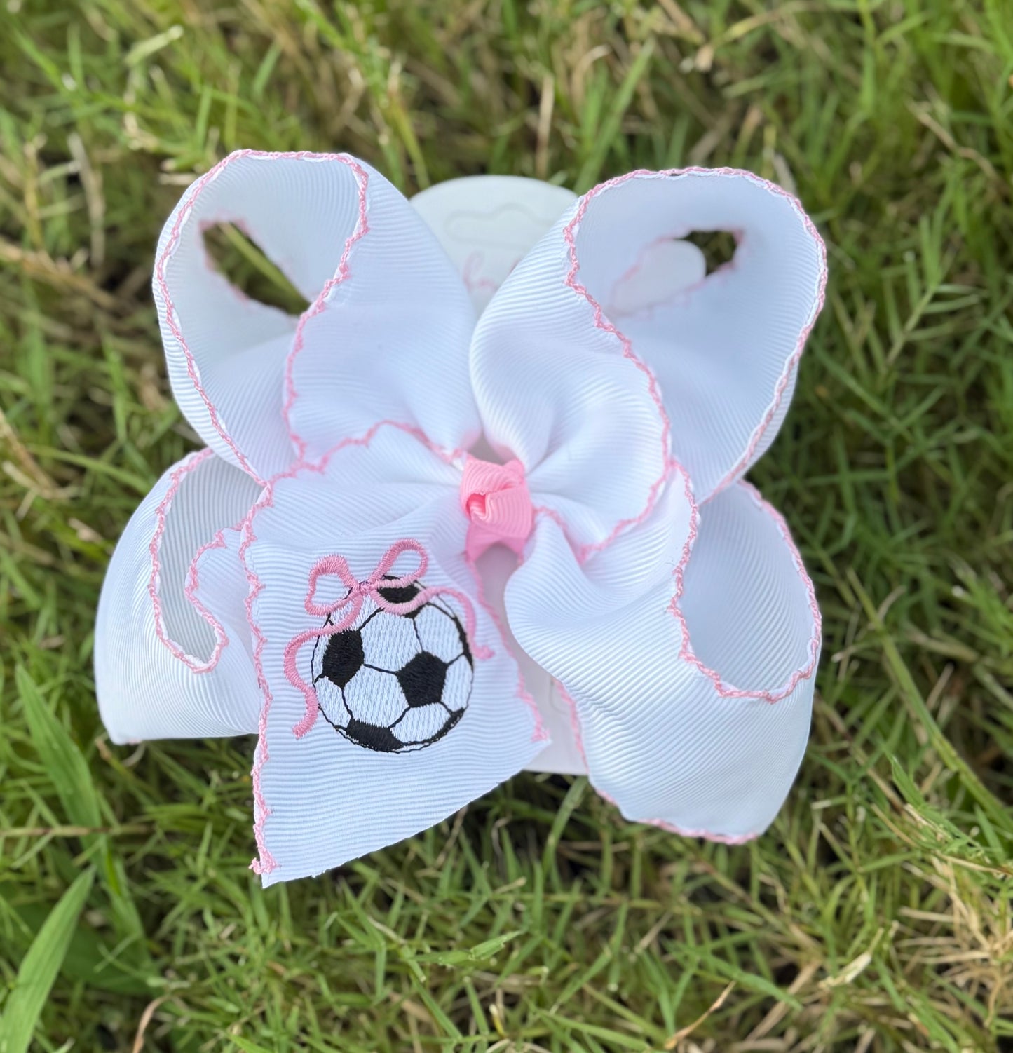 Soccer Embroidered Hair Bow