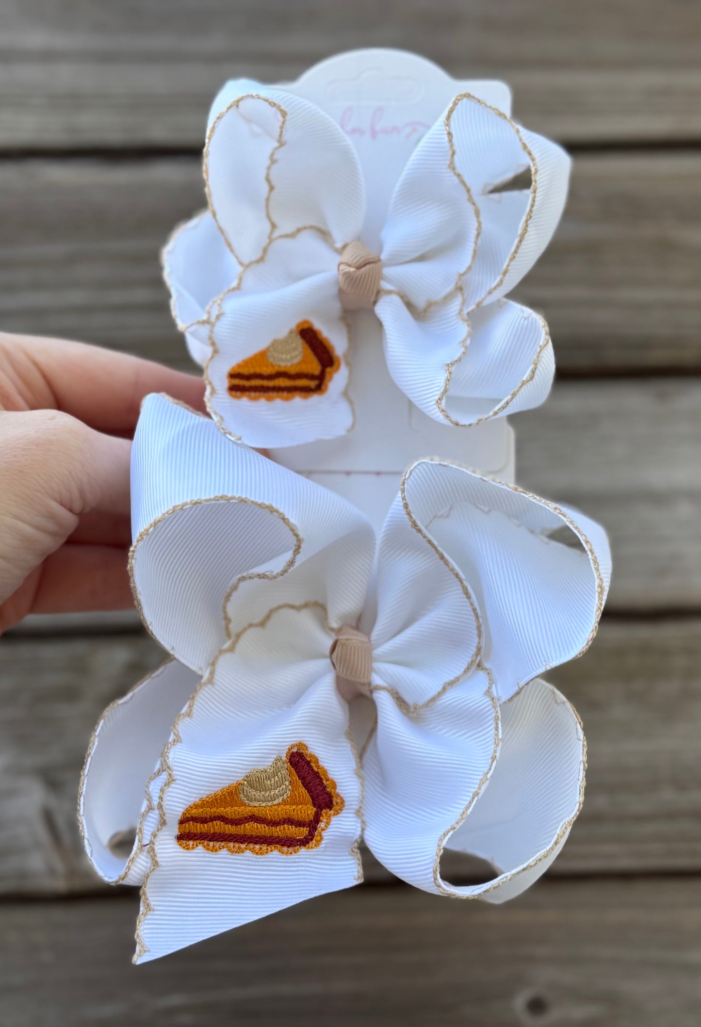 Pumpkin Pie Slice Embroidered Hair Bow