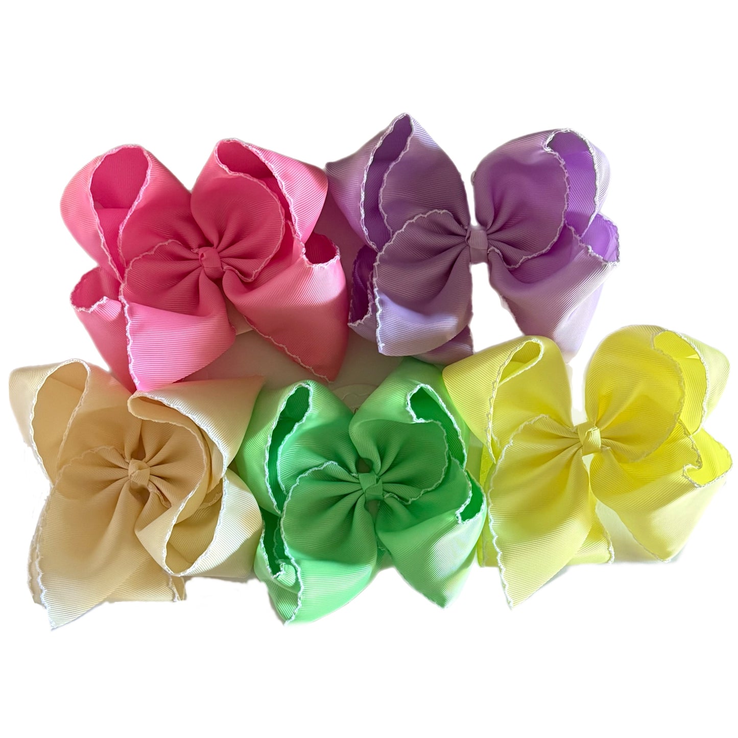 Jumbo Fun Solid Moonstitch Hair Bows (7in)
