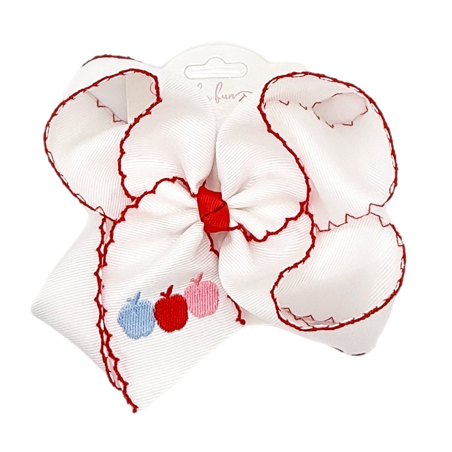 Apple Trio Embroidered Hair Bow