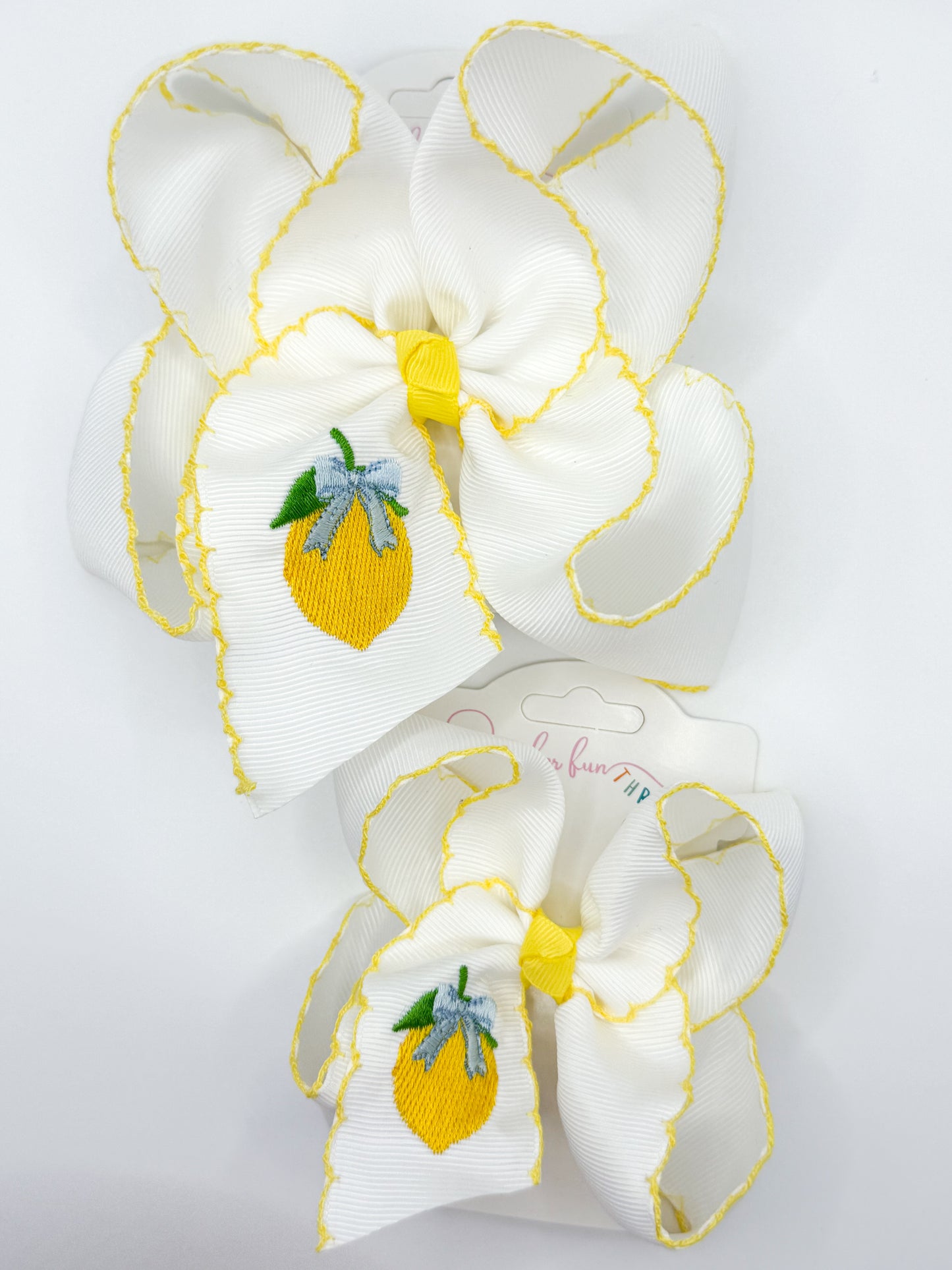 Lemon Embroidered Hair Bow