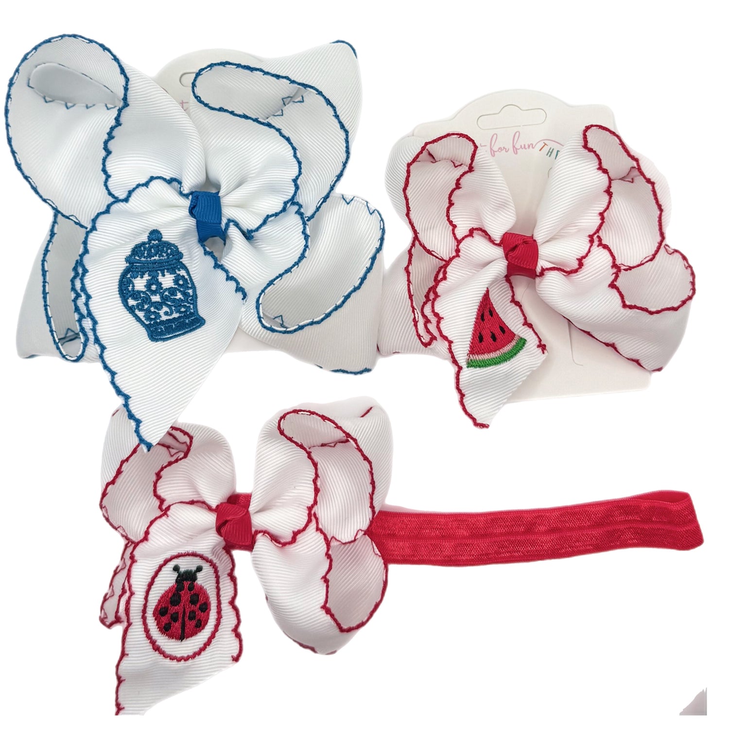 Embroidered Hair Bows