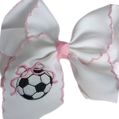 Soccer Embroidered Hair Bow