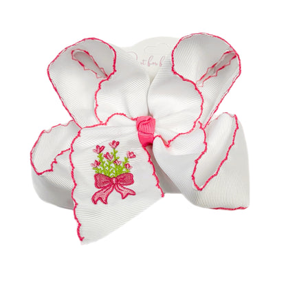 Flower Bow Bouquet Embroidered Hair Bow