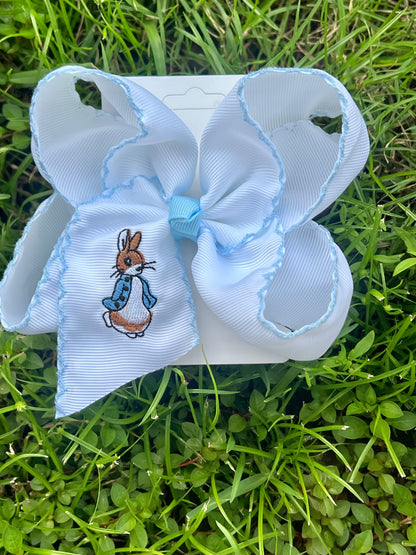 Rabbit Embroidered Hair Bow