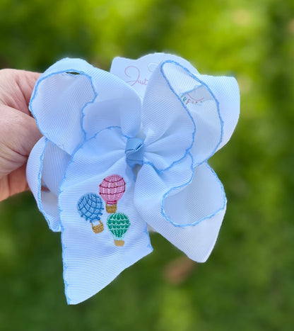 Hot Air Balloon Embroidered Bow