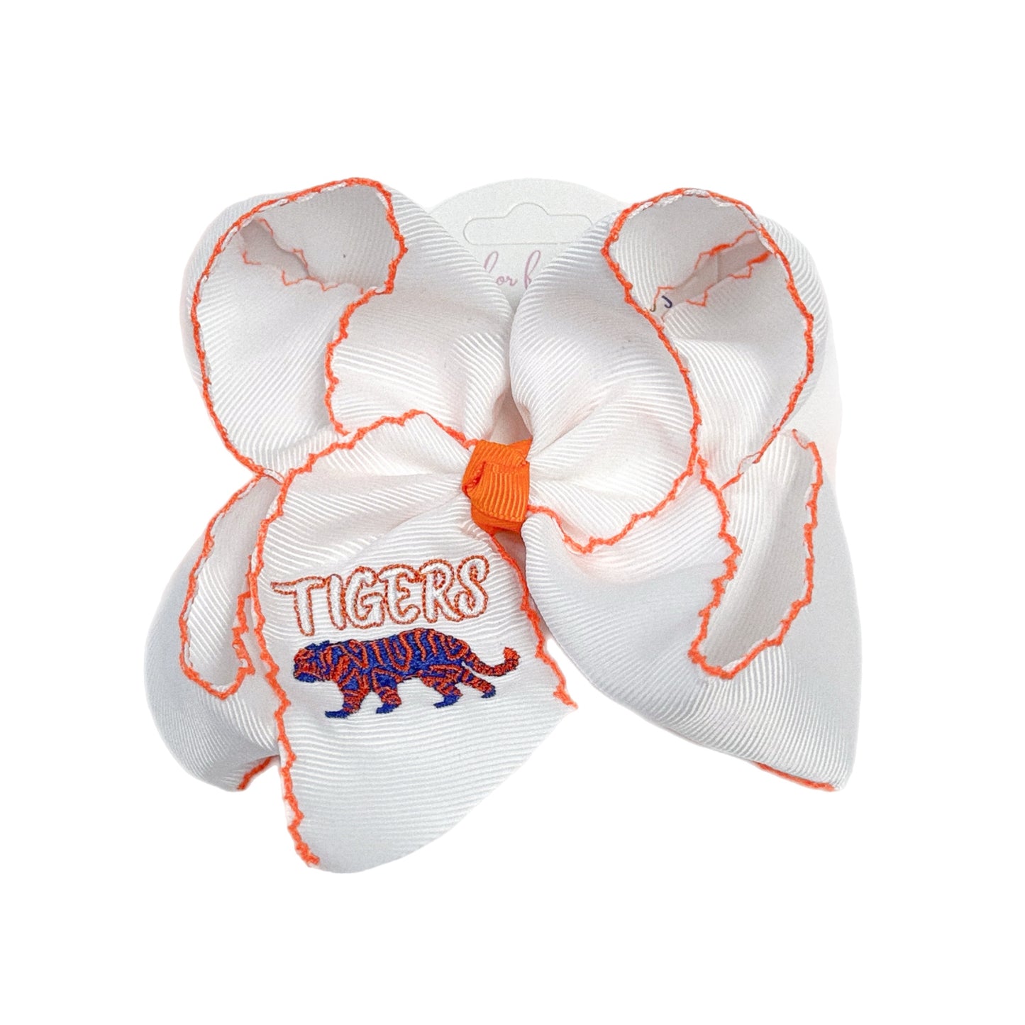 Orange Tiger EmbroideredHair Bow