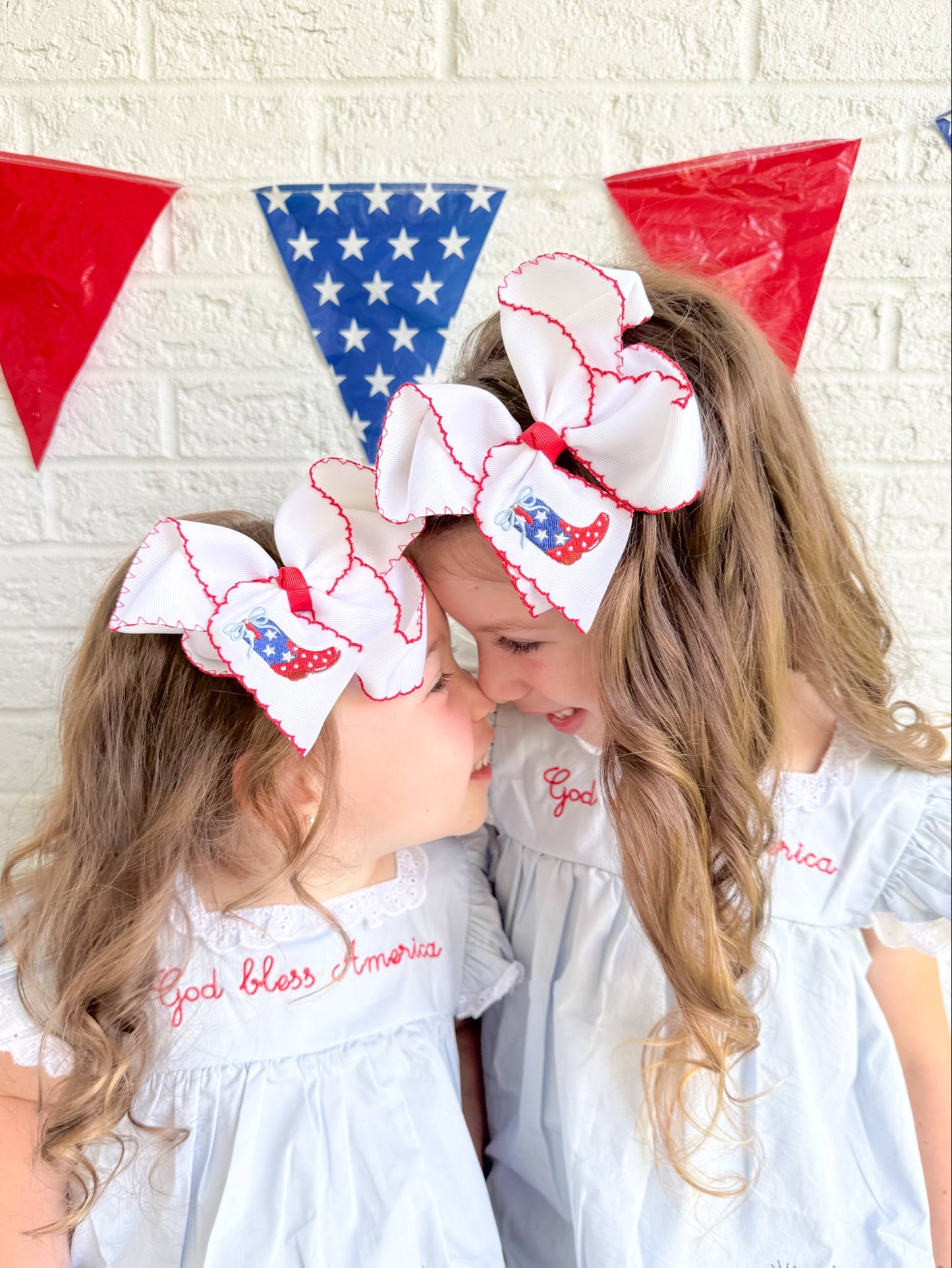Patriotic Boot Moonstitch Hair Bow