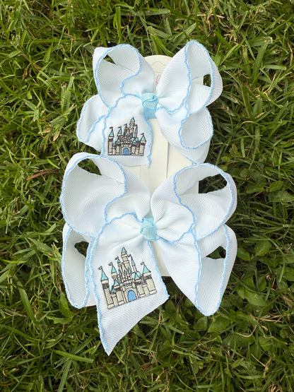 Castle Embroidered Hair Bow