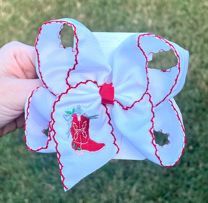 Christmas Cowgirl Boot Hair Bow