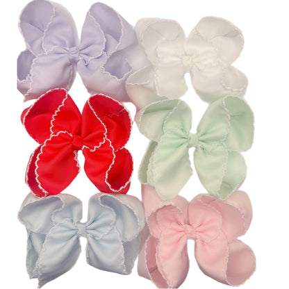 Extra Fun Solid Moonstitch Hair Bows (6in)