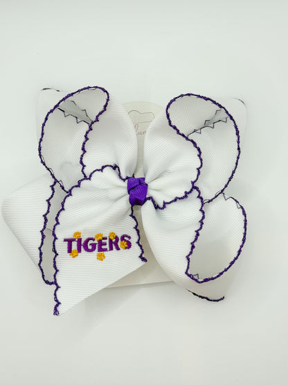Tigers Embroidered Moonstitch Bow