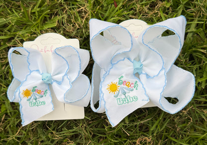 Beach Babe Embroidered Hair Bow
