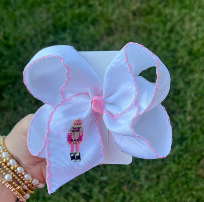 Pink Nutcracker Moon-stitch Bow