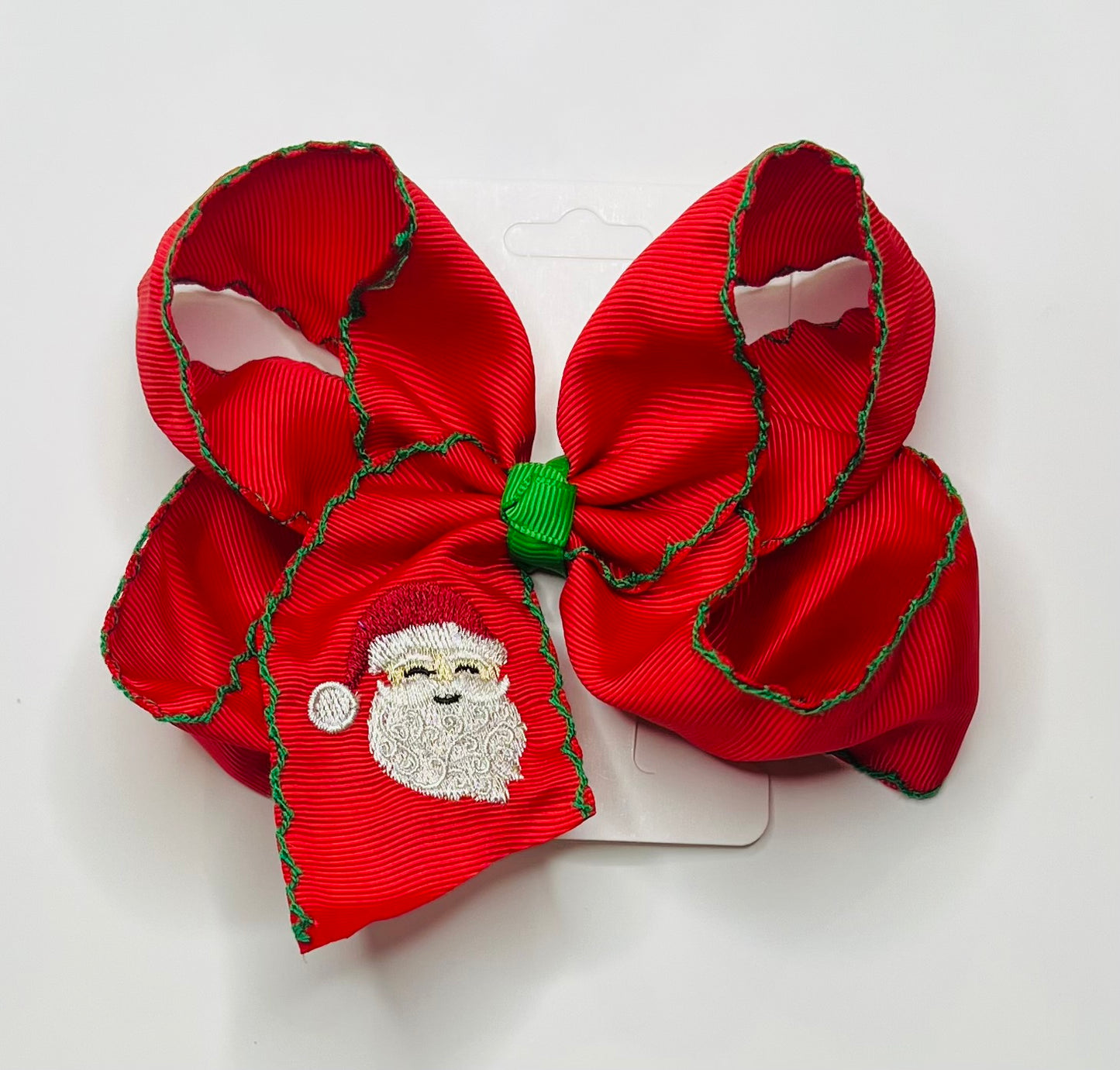 Santa Embroidered Hair Bow