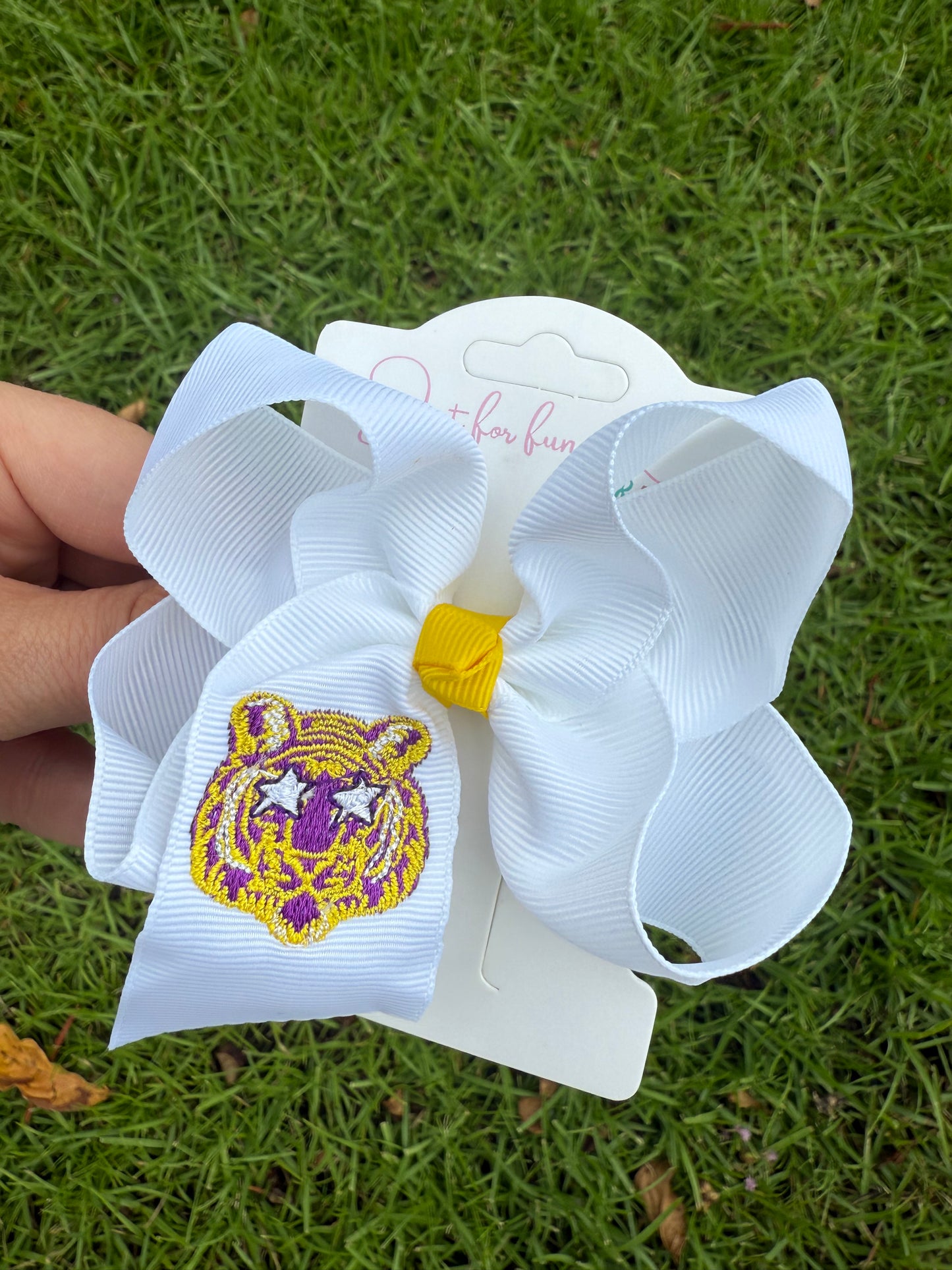 Tiger Star Embroidered Bow