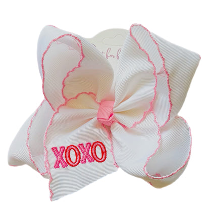 XOXO EmbroideredMoonstitch Hair Bow