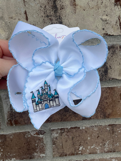 Castle Embroidered Hair Bow