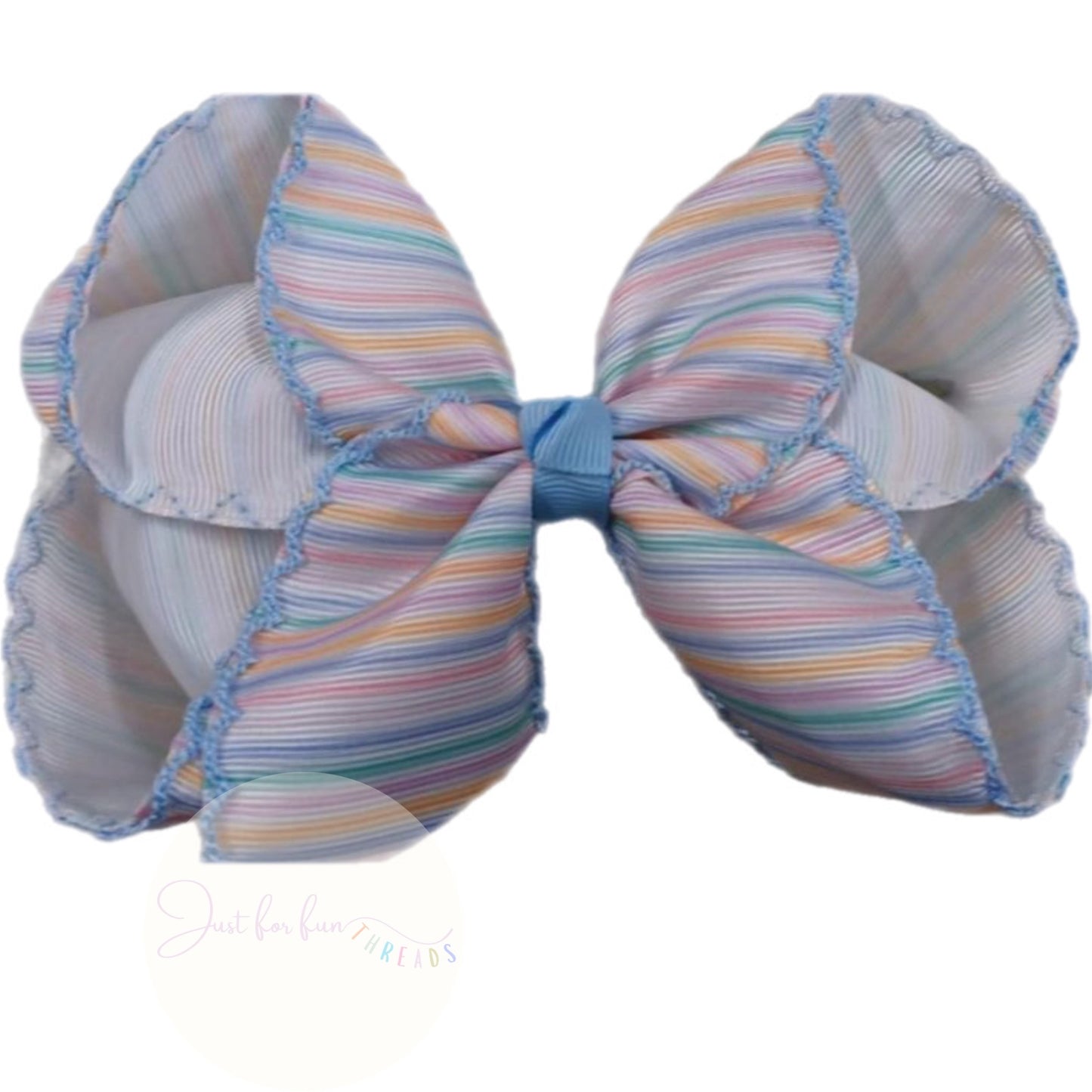 Pastel Stripes Moonstitch Bow