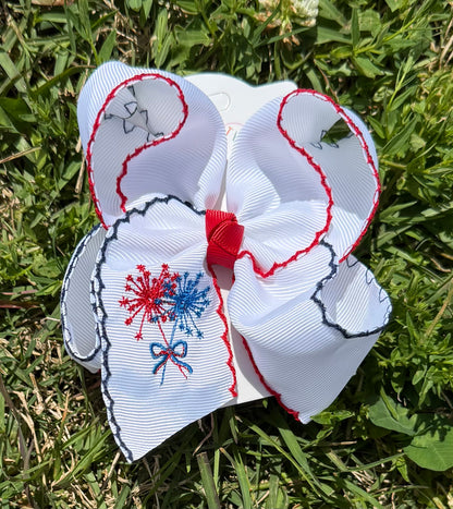 Sparkler Embroidered Moonstitch Bow
