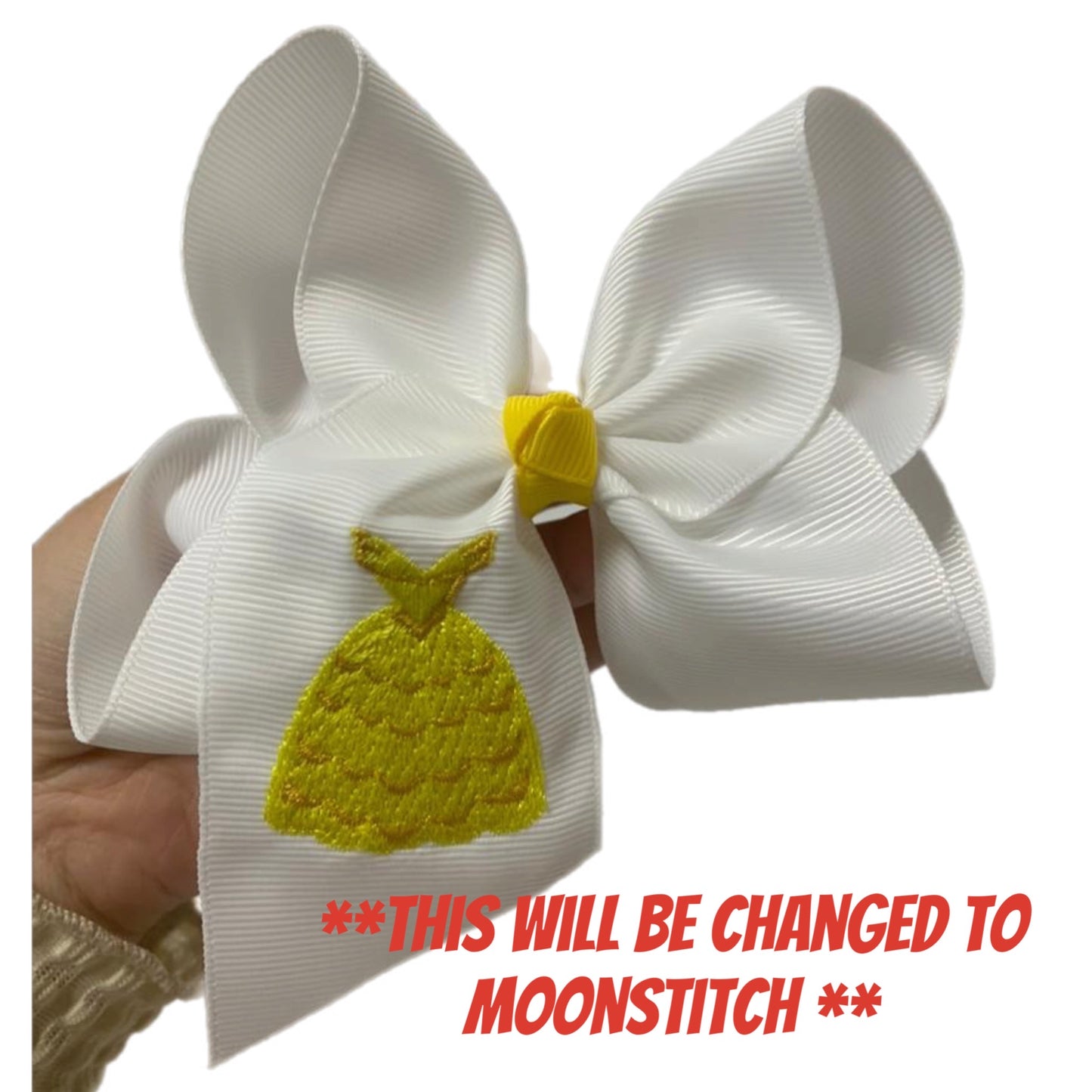 Belle Dress Embroidered Hair Bow