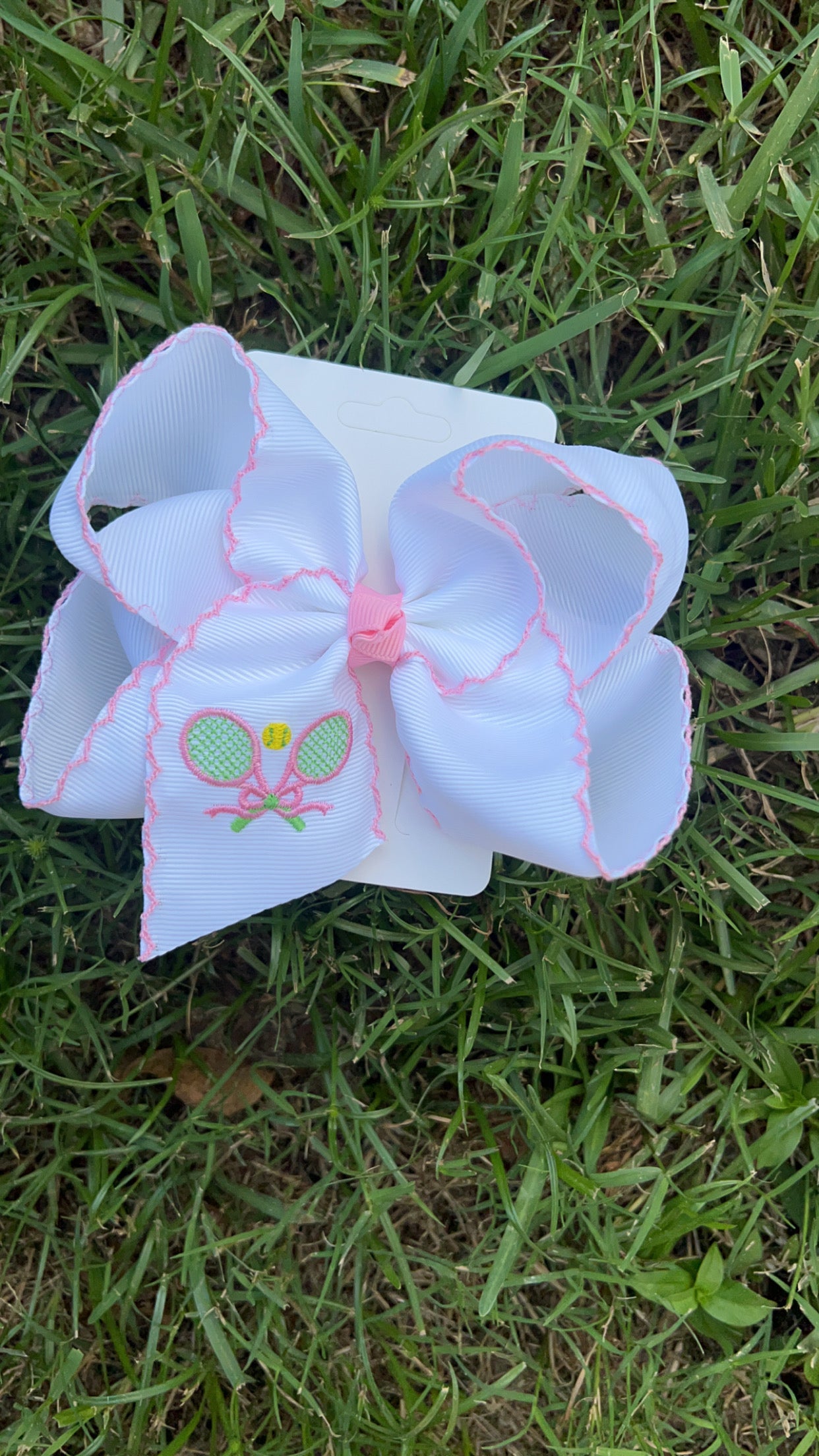 Tennis Embroidered Hair Bow