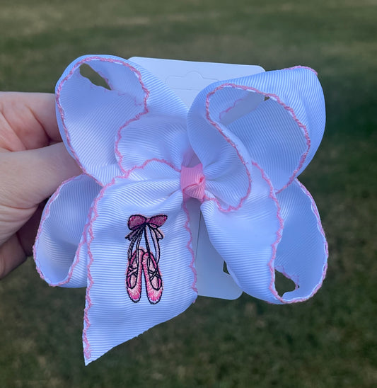 Ballet Shoes Embroidered Hair Bow