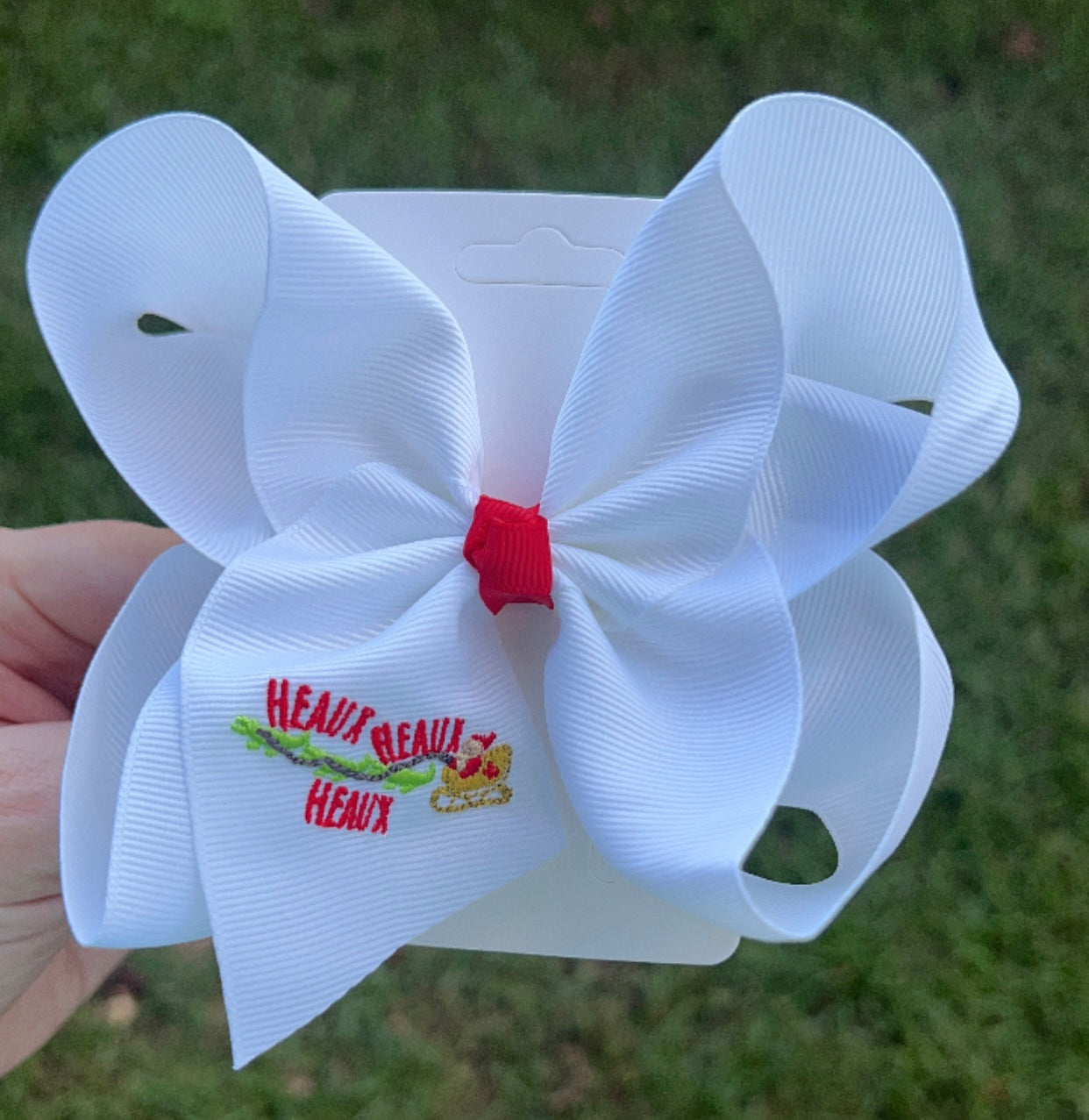 Heaux Heaux Heaux Embroidered Hair Bow