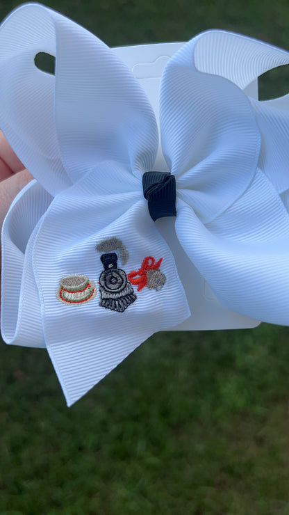 Magical Train Ride Embroidered Hair Bow