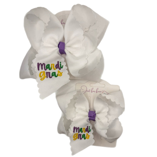 Mardi Gras Scallop Edge Hair Bows